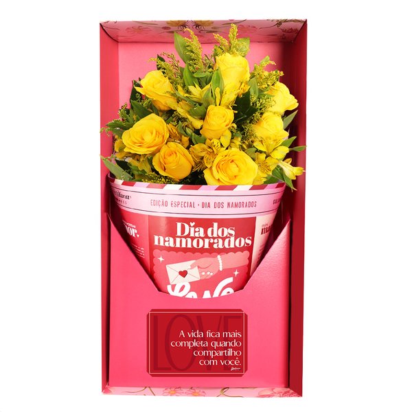 Buquê Maravilha de Rosas Amarelas no Box Dia dos Namorados