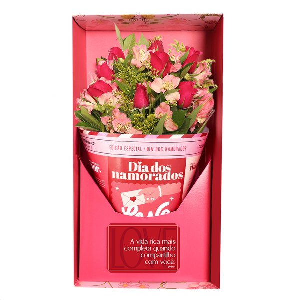 Buquê Maravilha com Rosas Pink no Box Dia dos Namorados