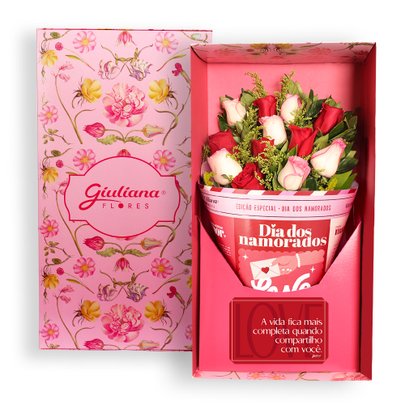 Buquê de 12 Rosas no Box Dia dos Namorados