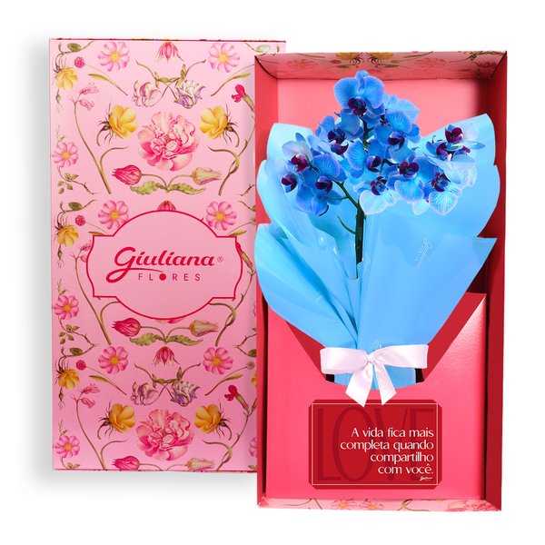 Mini Orquídea Rara Azul Virtuosa no Box Namorados