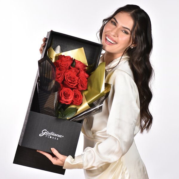 Caixa Surpresa com Rosas Encantadas Vermelhas Boutique
