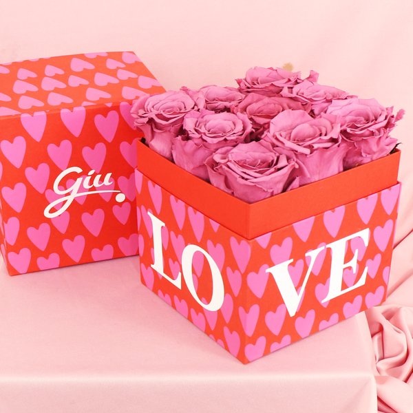 Box Love Corações e Rosas Encantadas Violetas