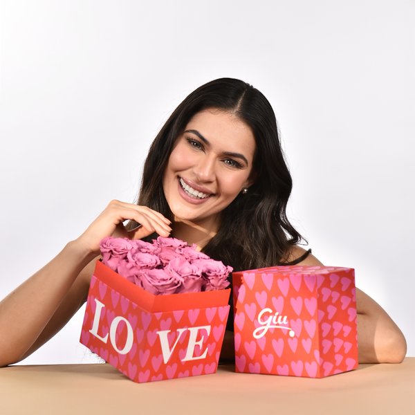 Box Love Corações e Rosas Encantadas Violetas