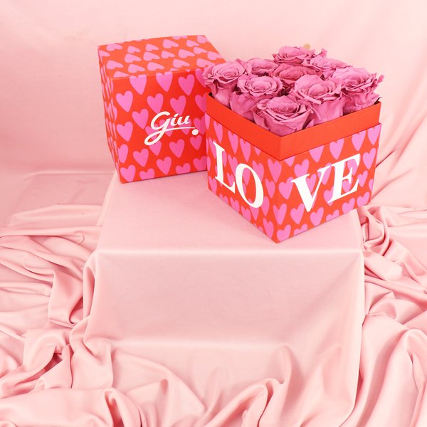 Box Love Corações e Rosas Encantadas Violetas