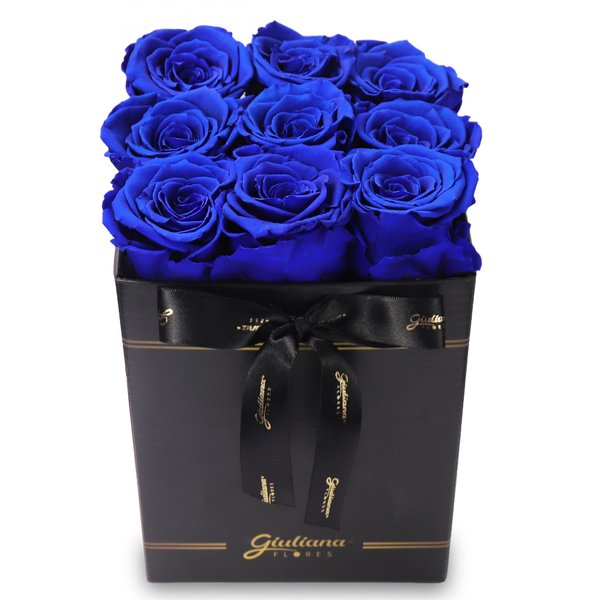 Box Preto com Rosas Encantadas Azuis