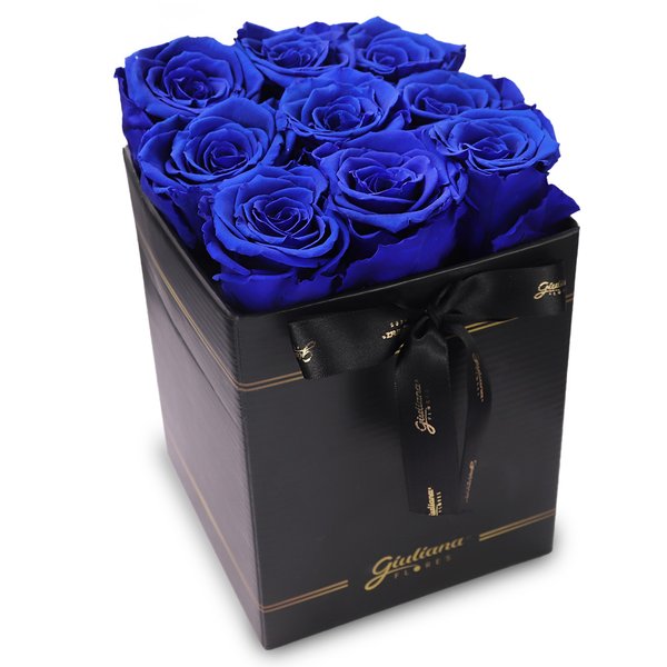 Box Preto com Rosas Encantadas Azuis