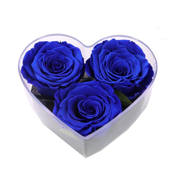 Box Crystal Coração com Rosas Encantadas Azul