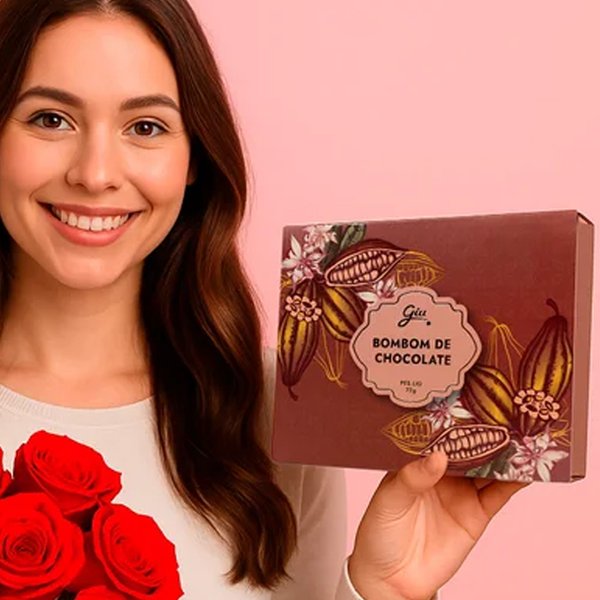Buquê de 6 Rosas Vermelhas e Caixa de Bombom de Chocolate - Giuliana Flores