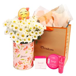 Imagem de Margaridinha Branca e Placa Emoji Coração e Presente Natura