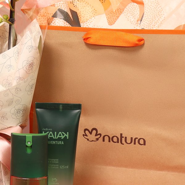 Mini Orquídea Mimo Branca e Presente Natura Kaiak