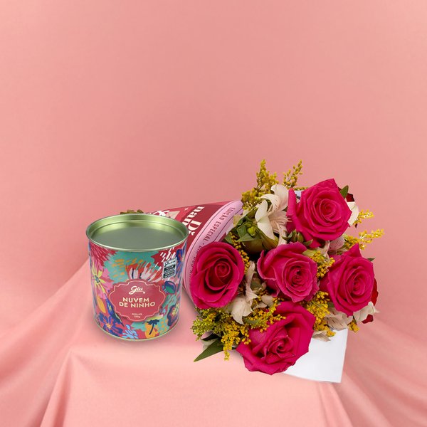 Buquê Encanto Pink Namorados e Biscoito Nuvem de Ninho - Giuliana Flores