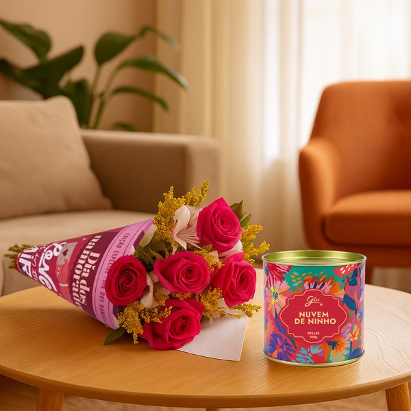 Buquê Encanto Pink Namorados e Biscoito Nuvem de Ninho - Giuliana Flores