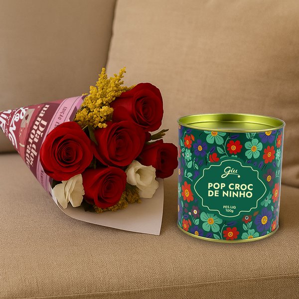 Buquê Encanto Vermelho Namorados e Pipoca de Ninho - Giuliana Flores