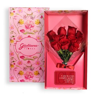 Imagem de Buquê de 12 Rosas Vermelhas no Box Romântico
