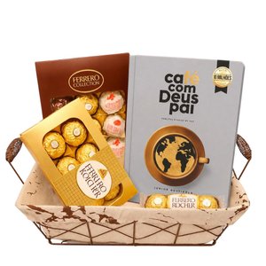 Imagem de Cesta de Chocolates Ferrero Rocher e Livro Café com Deus Pai