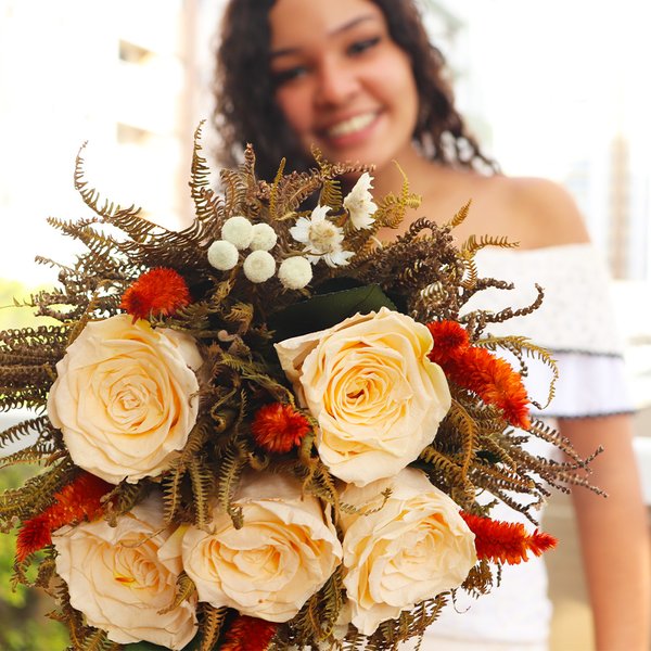Buquê de Noiva Encantada Champanhe Bodas