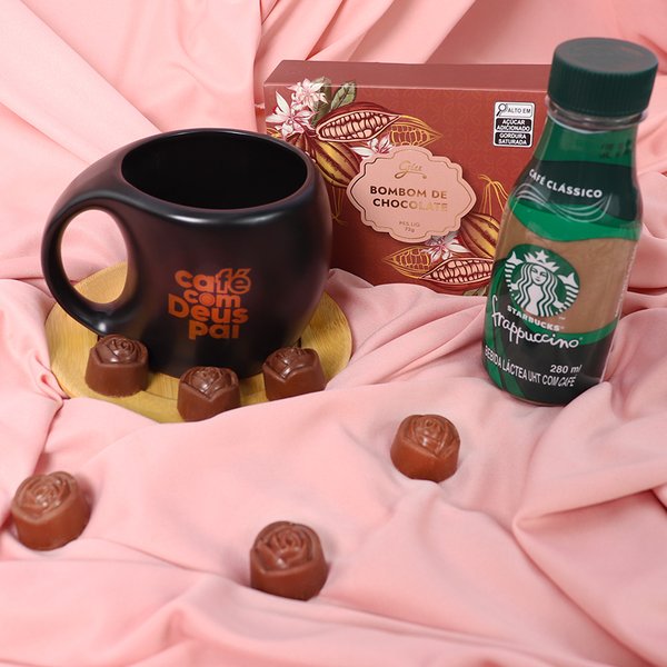Kit Bombom Giuliana e Frappuccino Starbucks e Caneca Café com Deus Pai