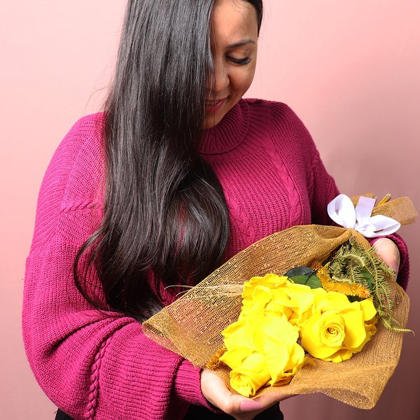 Buquê de Rosas Encantadas Amarelo Glamour
