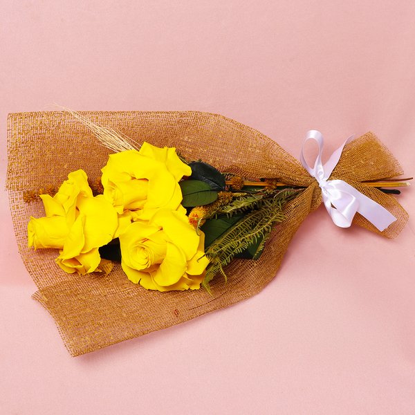 Buquê de Rosas Encantadas Amarelo Glamour