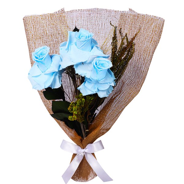Buquê de Rosas Encantadas Azul Claro Glamour