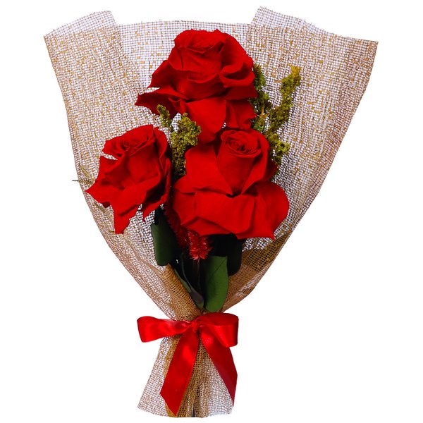 Buquê de Rosas Encantadas Vermelho Glamour