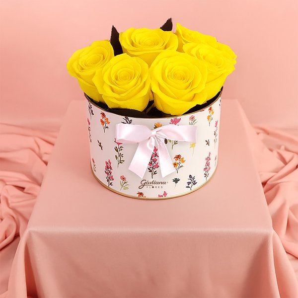 Lindas Rosas Encantadas Amarelas no Box