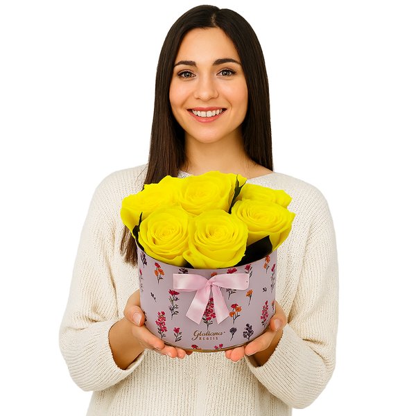Lindas Rosas Encantadas Amarelas no Box