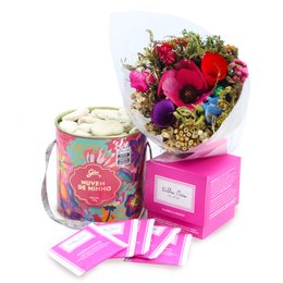 Imagem de Buquê de Flores Secas e Chá Villa Piva e Biscoito Giuliana Flores