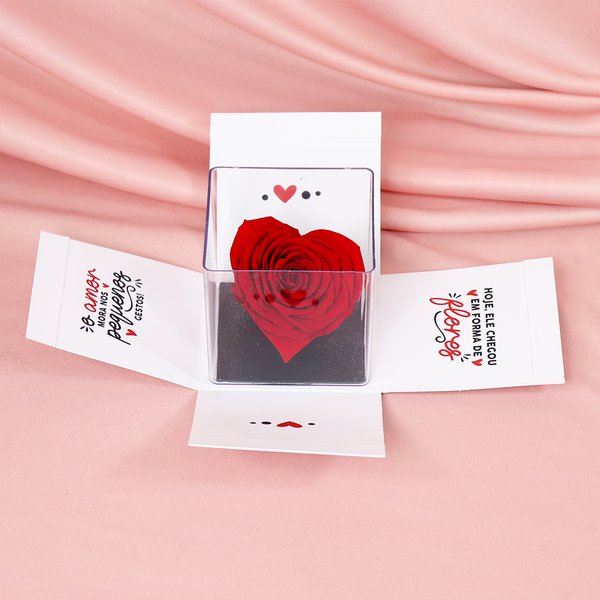 Box Surpresa com Coração de Rosa Encantada
