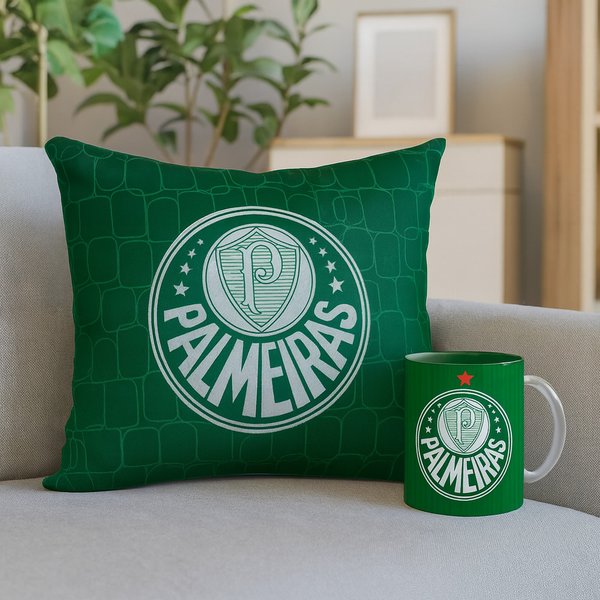 Kit Palmeiras Almofada e Caneca