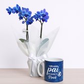 Mini Orquídea Rara Azul na Caneca