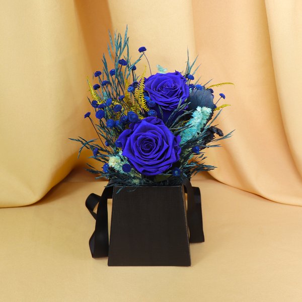 Mini Bag 2 Rosas Encantadas Azuis e Flores Secas