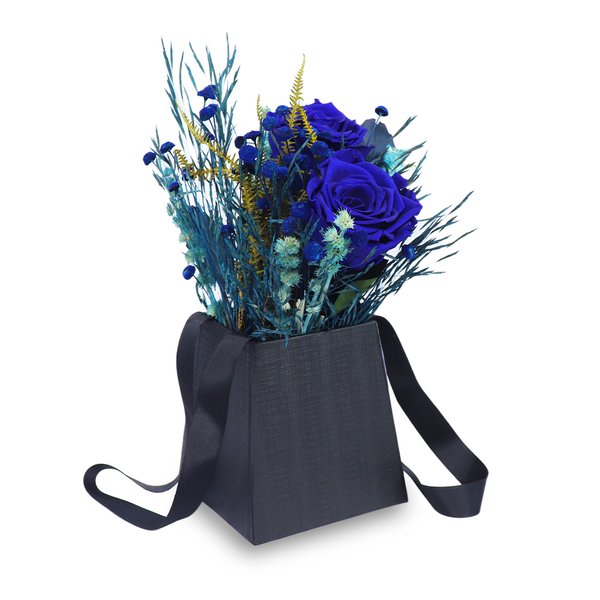 Mini Bag 2 Rosas Encantadas Azuis e Flores Secas