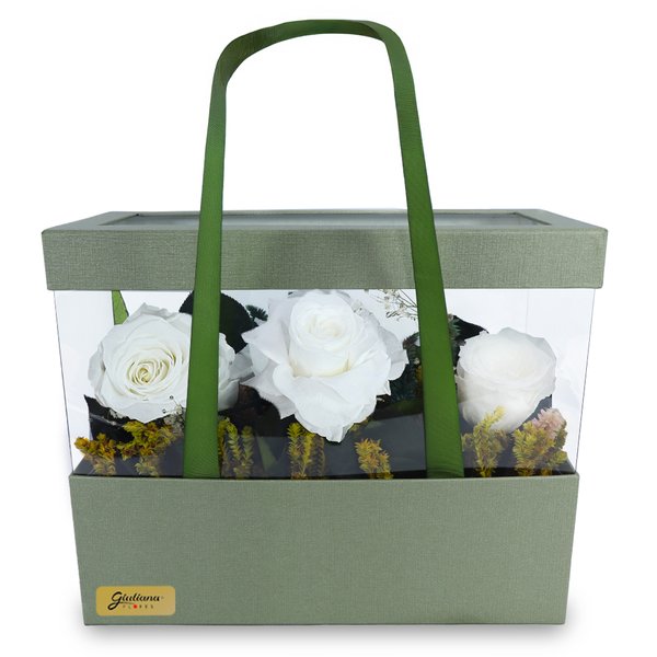 Sofisticada Rosas Encantadas Branca e Flores Secas