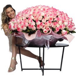 Imagem de Mega Buquê de 500 Rosas Cor de Rosa