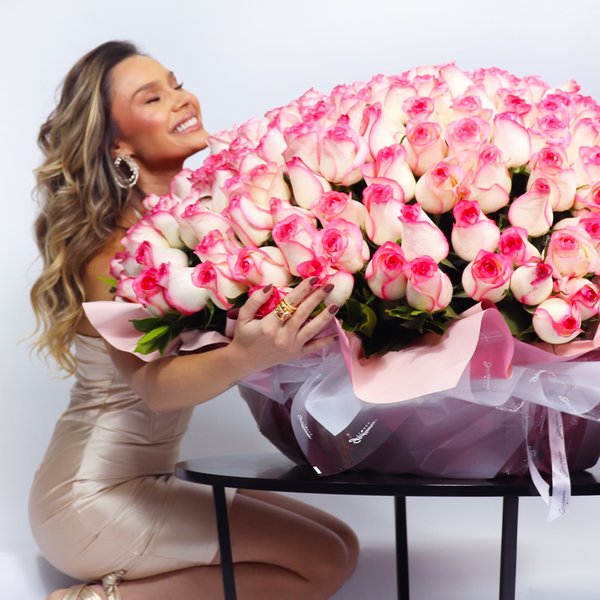 Mega Buquê de 500 Rosas Cor de Rosa