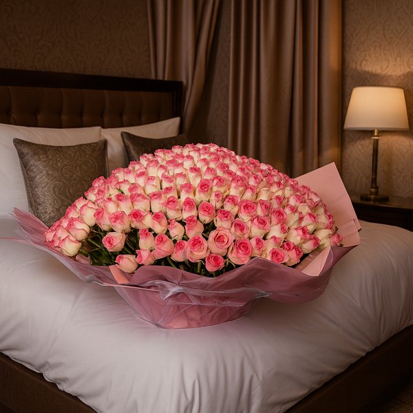 Mega Buquê de 500 Rosas Cor de Rosa