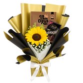 Girassol Radiante com Livro Café com Deus Pai e Chocolate