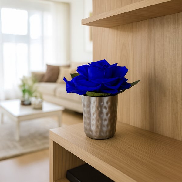 Mini Vaso Com Rosa Encantada Azul