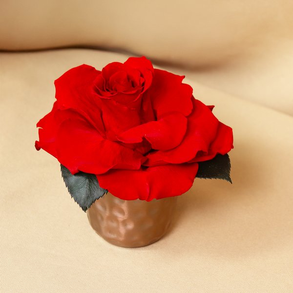 Mini Vaso Com Rosa Encantada Vermelha