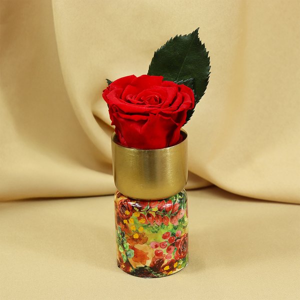 Mini Vaso Florido com  Rosa Encantada Vermelha