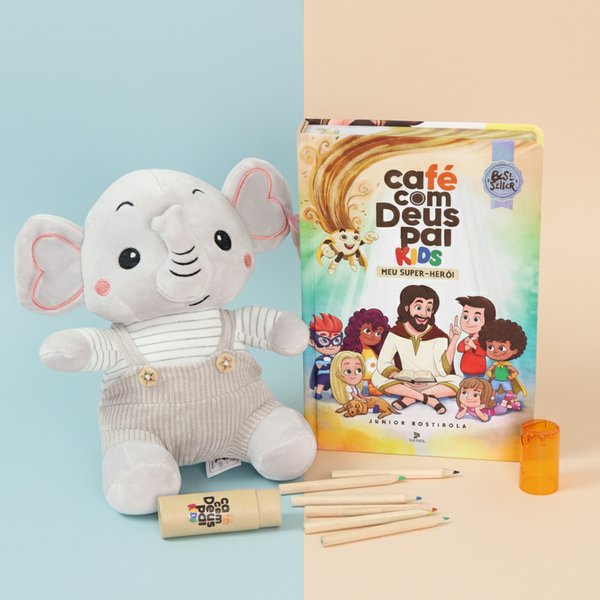 Pelúcia Elefante e Café com Deus Pai Kids