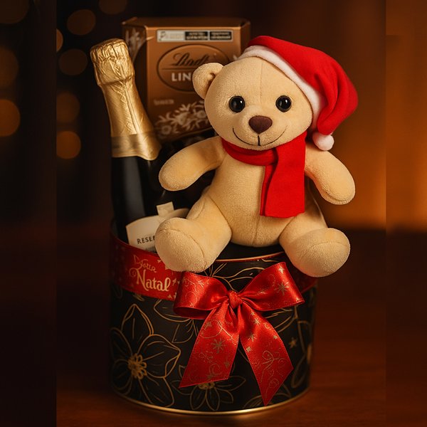 Kit Natalino com Urso e Chandon e Lindt