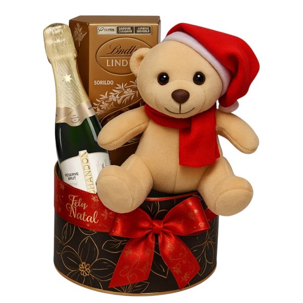 Kit Natalino com Urso e Chandon e Lindt