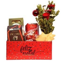 Imagem de Cesta Feliz Natal com Buquê de Flor Seca e Guloseimas