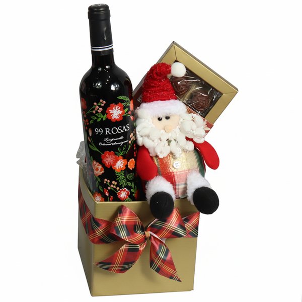 Kit Natal com Bombom Giuliana Flores e Vinho Tinto 99 Rosas