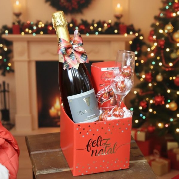 Kit Festa de Natal com Espumante Viva La Vida e Lindt