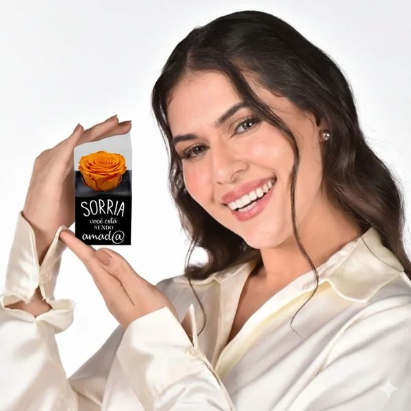 Rosa Encantada Laranja na Caixinha
