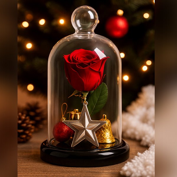Mini Rosa Encantada Vermelha - Magia de Natal