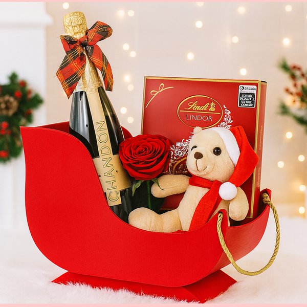 Kit Trenó de Natal com Bela Rosa Encantada